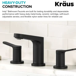 Sale Indy Widespread Bathroom Faucet in Matte Black 8