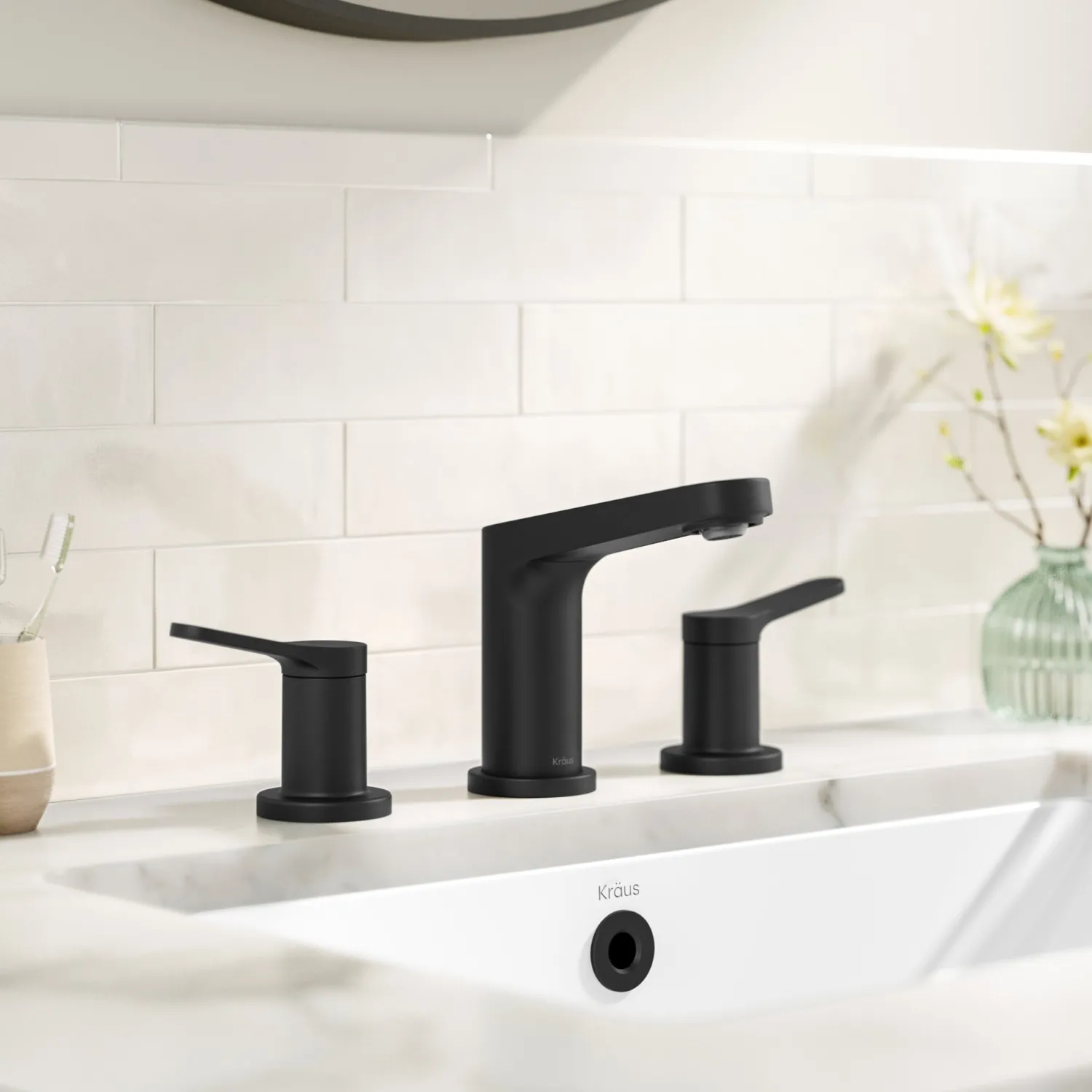 Sale Indy Widespread Bathroom Faucet in Matte Black 8" Widespread