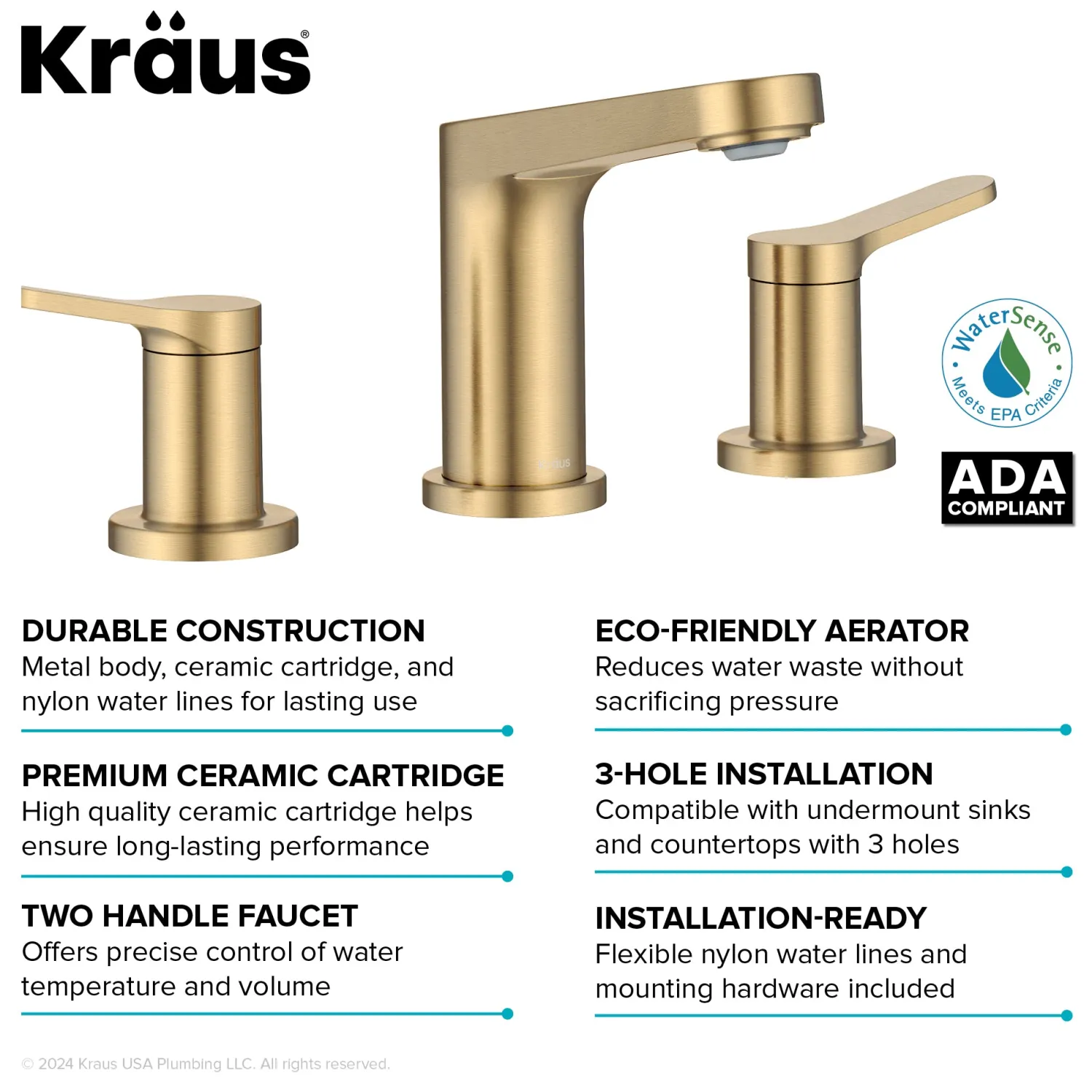 Online Indy Widespread Bathroom Faucet in Spot-Free Brushed Brass 8" Widespread