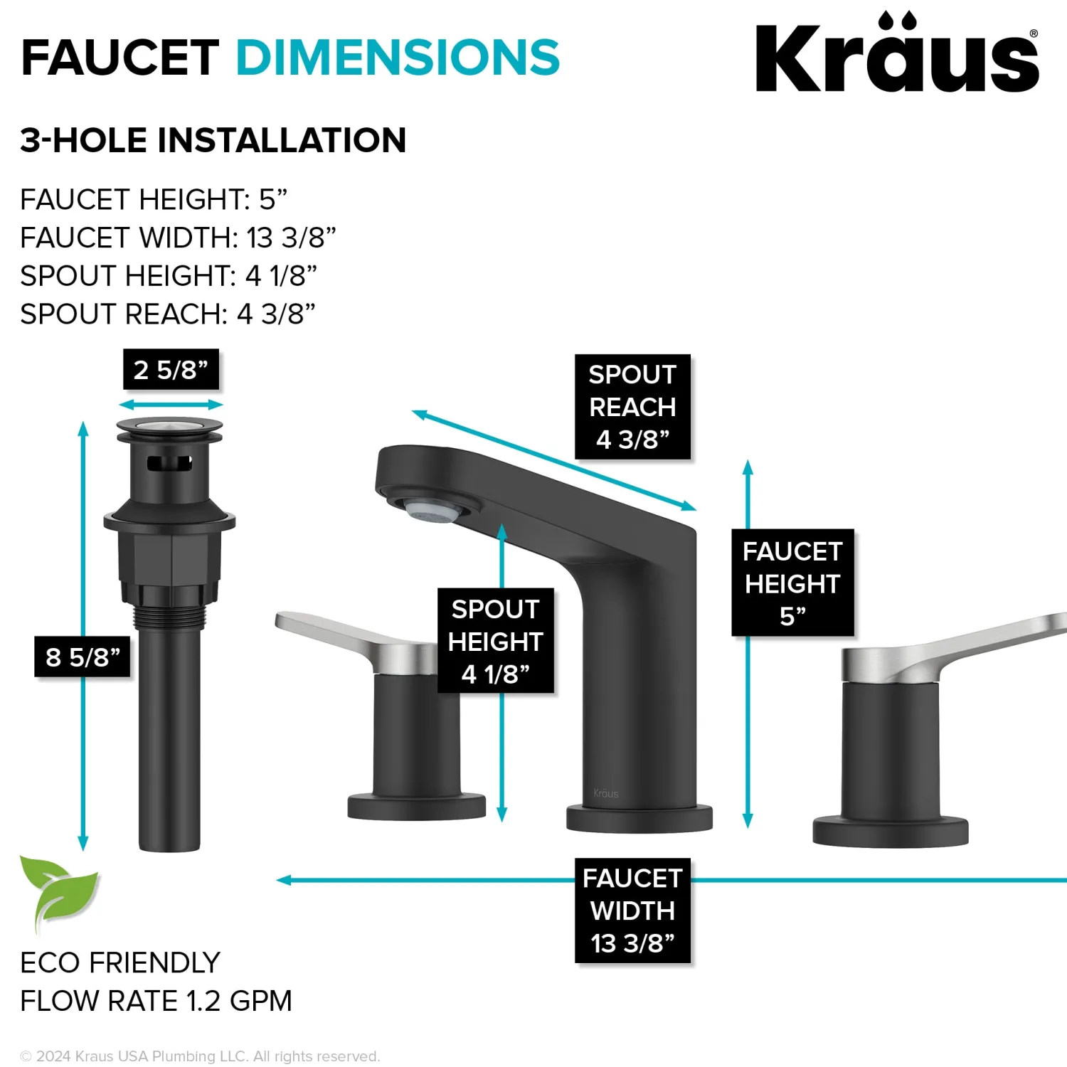 Discount Indy Widespread Bathroom Faucet in Matte Black with Brushed Nickel 8" Widespread