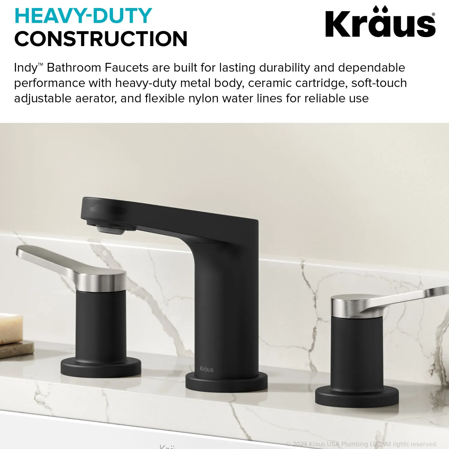 Discount Indy Widespread Bathroom Faucet in Matte Black with Brushed Nickel 8" Widespread