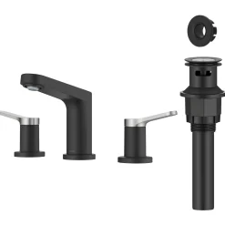 Discount Indy Widespread Bathroom Faucet in Matte Black with Brushed Nickel 8