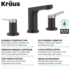 Discount Indy Widespread Bathroom Faucet in Matte Black with Brushed Nickel 8