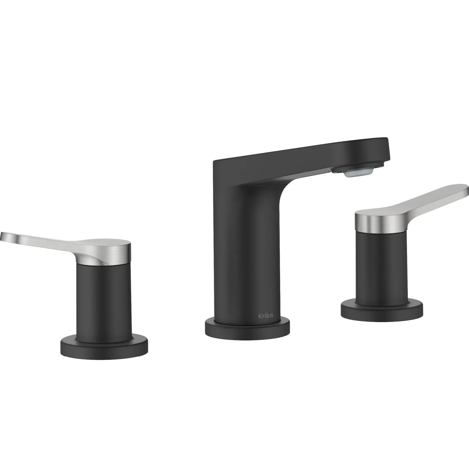 Discount Indy Widespread Bathroom Faucet in Matte Black with Brushed Nickel 8" Widespread