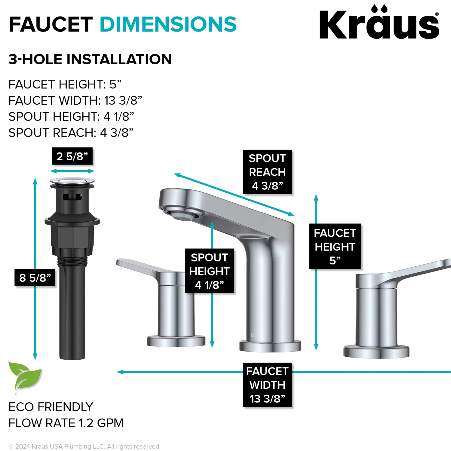New Indy Widespread Bathroom Faucet in Chrome 8" Widespread
