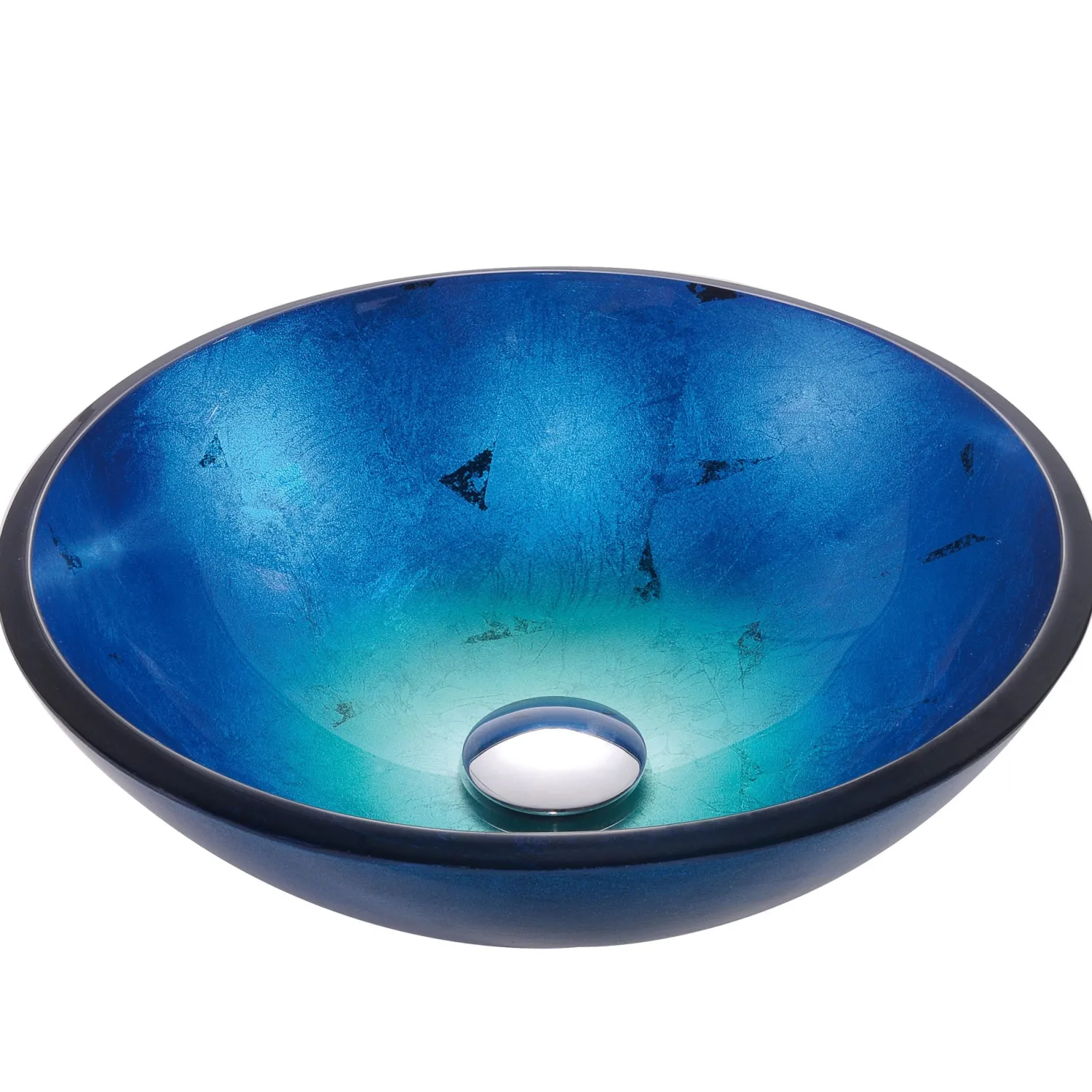 Best Irruption Blue Glass Vessel Bathroom Sink with PU-MR Above Counter / Vessel Sinks