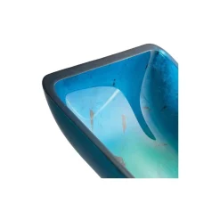 Irruption Blue Rectangular Glass Vessel Bathroom Sink with PU Above Counter / Vessel Sinks