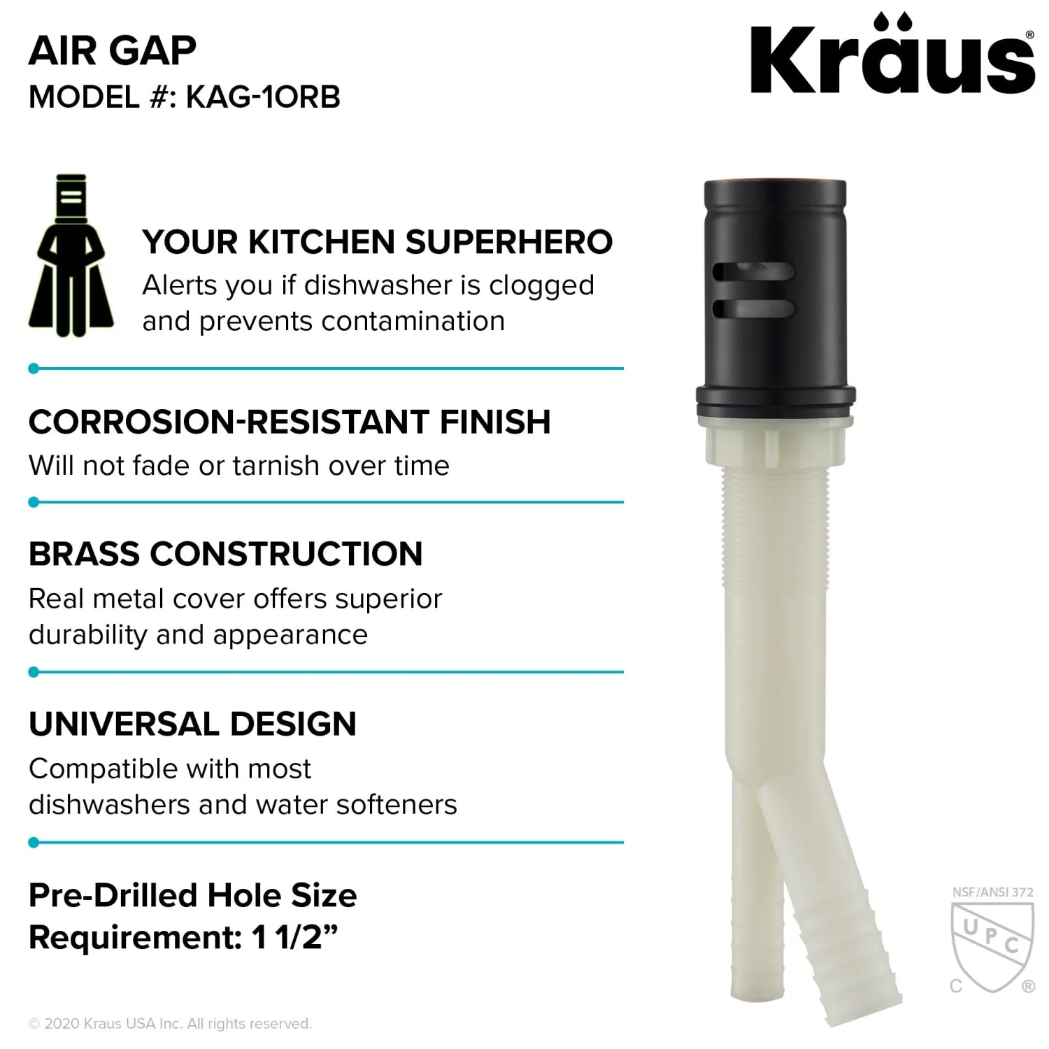 Best KAG-1 Air Gap Sink Drains, Disposer Flanges & Air Gaps
