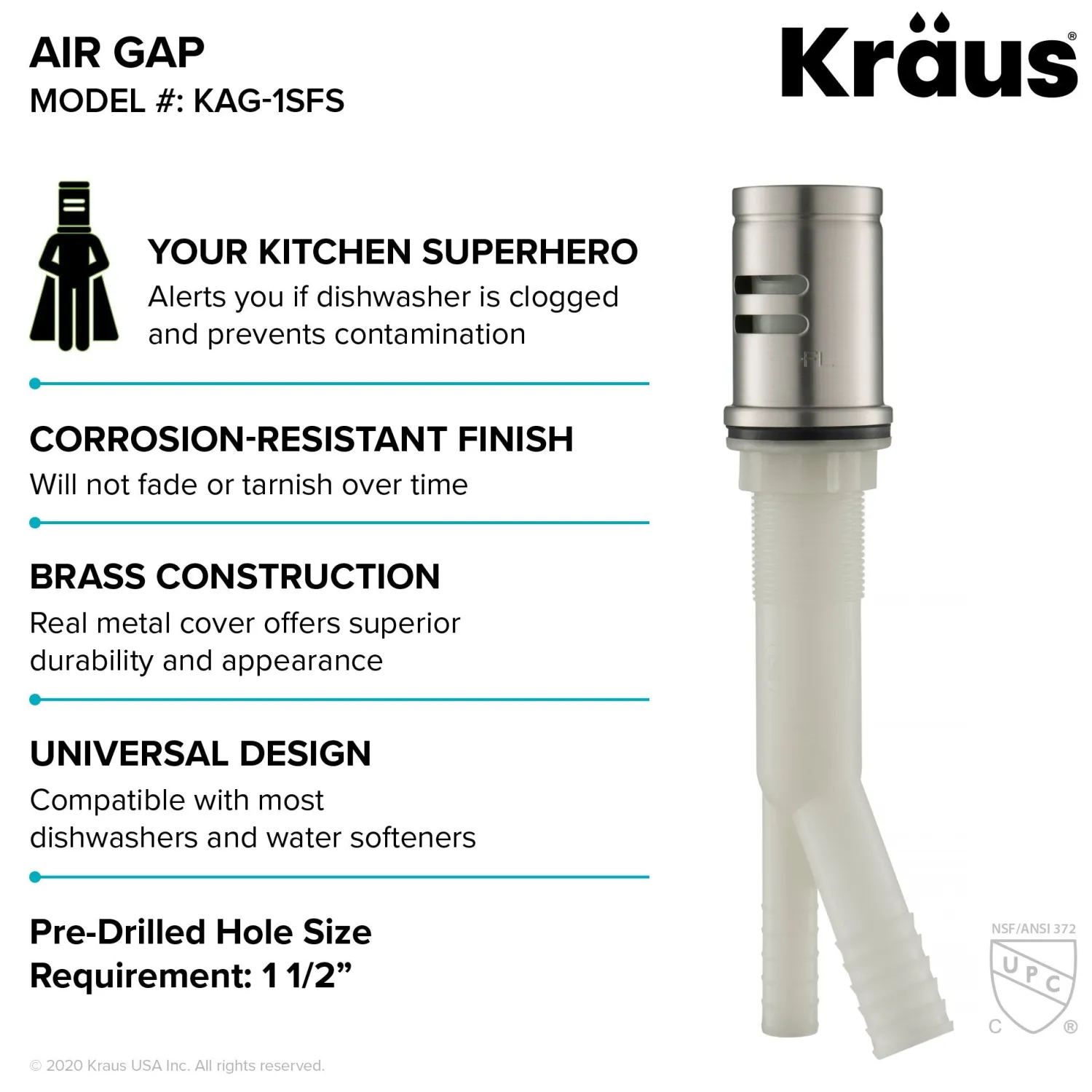 Best KAG-1 Air Gap Sink Drains, Disposer Flanges & Air Gaps