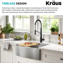 Best Kore 27" Apron Front Workstation 16 Gauge Stainless Steel Kitchen Sink Stainless Steel Sinks|Single Bowl Sinks