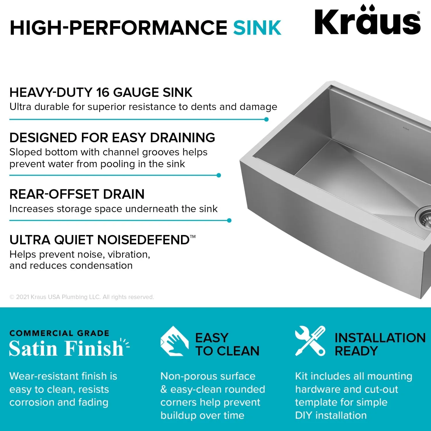 Best Kore 27" Apron Front Workstation 16 Gauge Stainless Steel Kitchen Sink Stainless Steel Sinks|Single Bowl Sinks