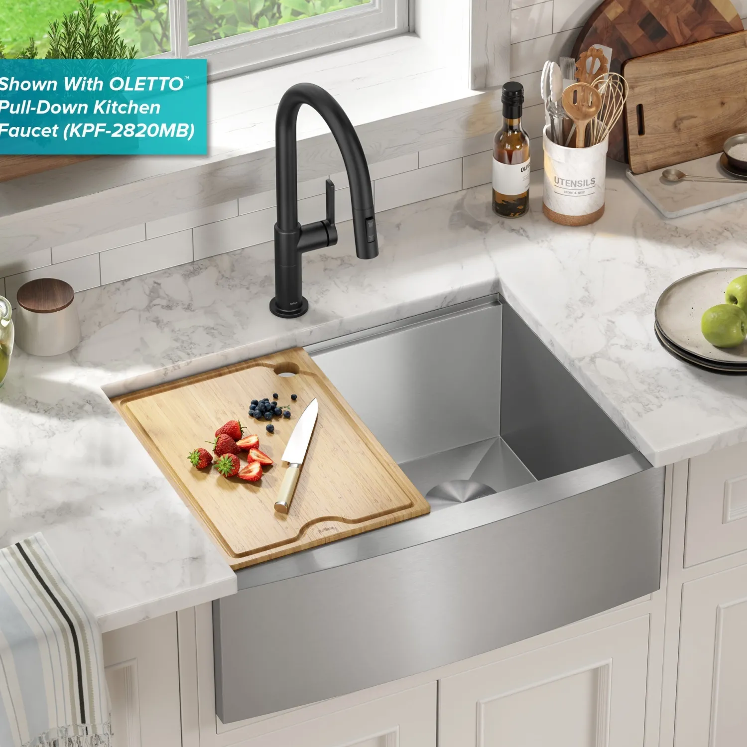 Best Kore 27" Apron Front Workstation 16 Gauge Stainless Steel Kitchen Sink Stainless Steel Sinks|Single Bowl Sinks