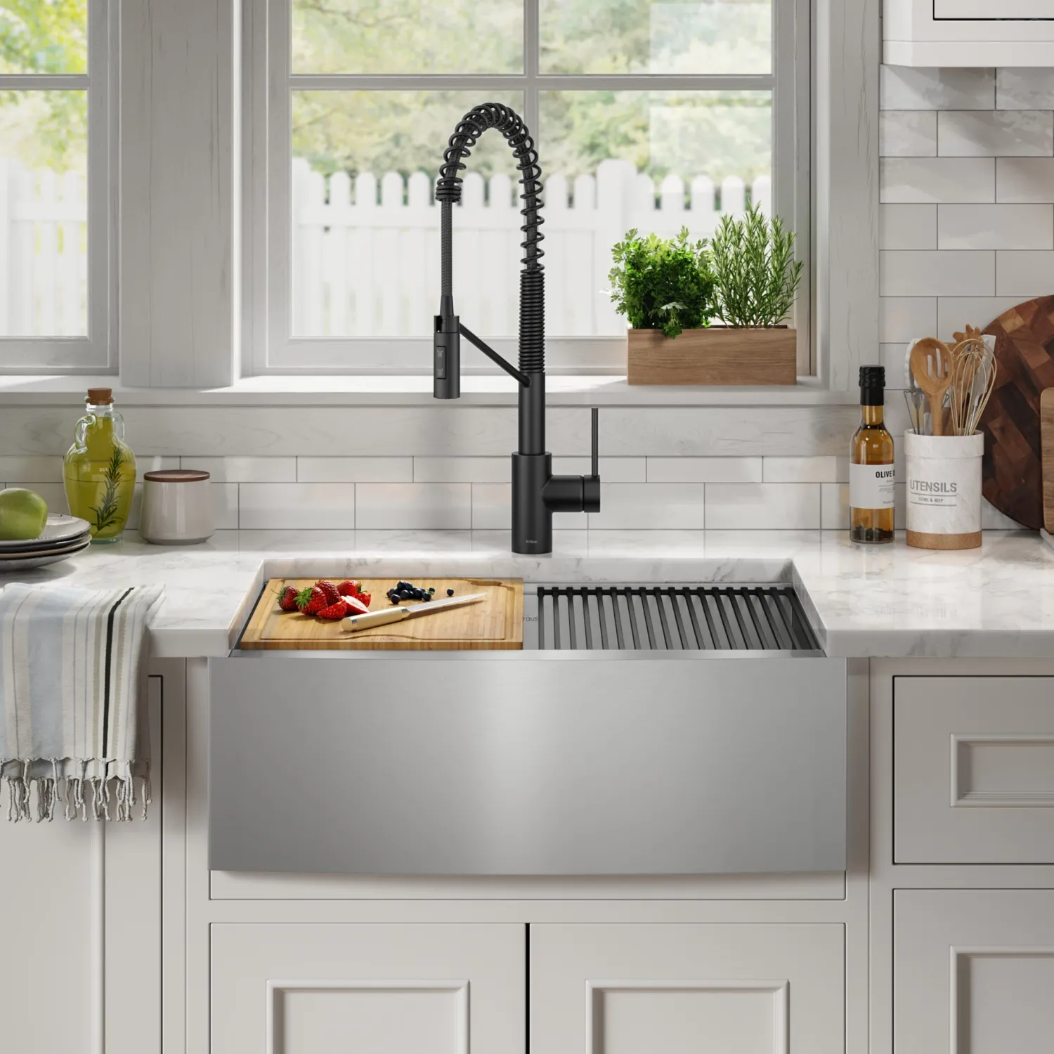 Best Kore 27" Apron Front Workstation 16 Gauge Stainless Steel Kitchen Sink Stainless Steel Sinks|Single Bowl Sinks