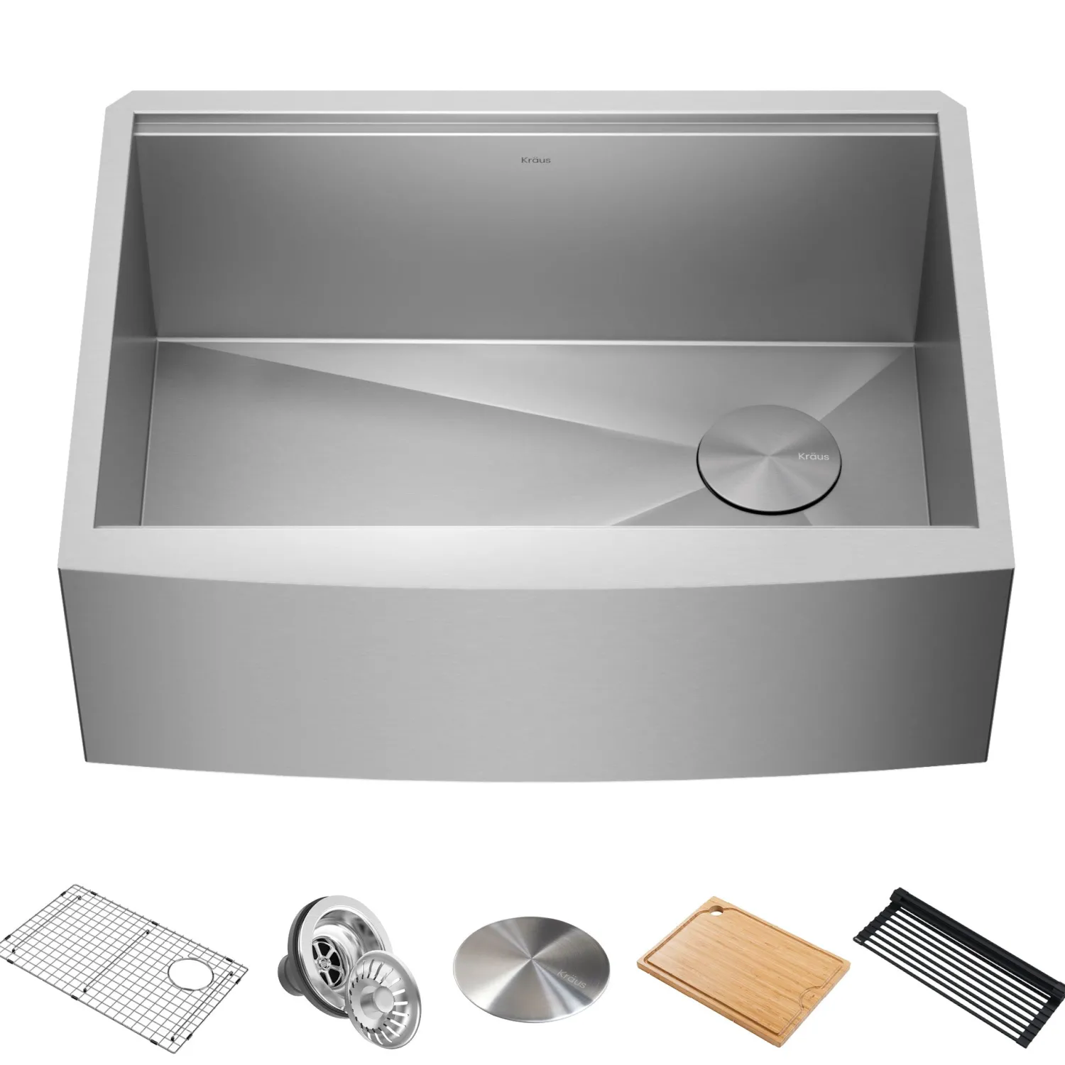 Best Kore 27" Apron Front Workstation 16 Gauge Stainless Steel Kitchen Sink Stainless Steel Sinks|Single Bowl Sinks