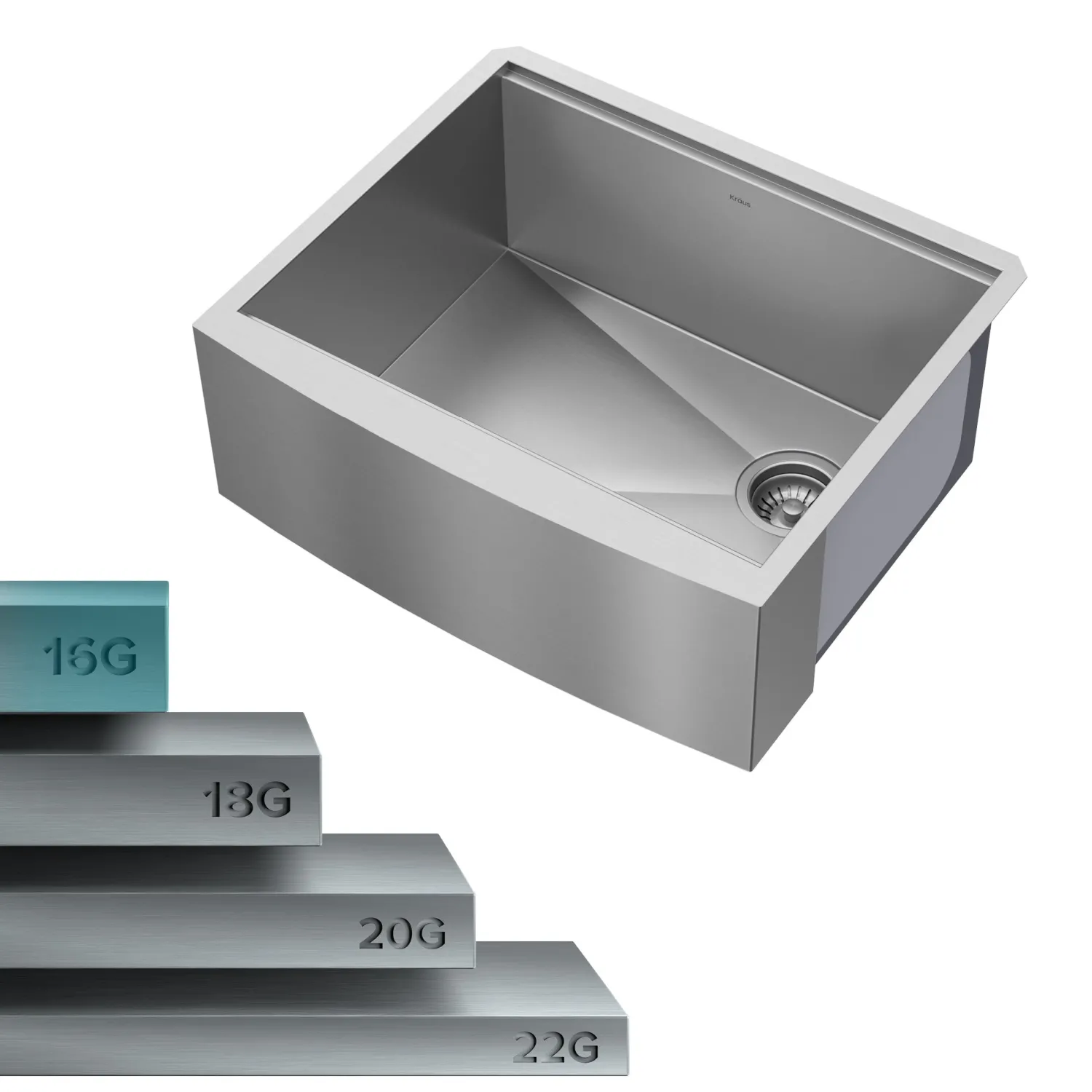 Discount Kore 24" Apron Front Workstation 16 Gauge Stainless Steel Single Bowl Kitchen Sink with Accessories Stainless Steel Sinks|Single Bowl Sinks