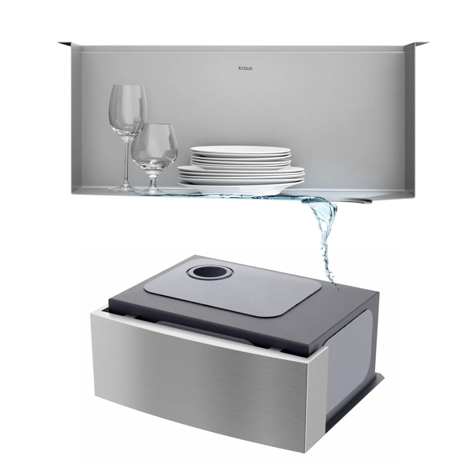 Discount Kore 24" Apron Front Workstation 16 Gauge Stainless Steel Single Bowl Kitchen Sink with Accessories Stainless Steel Sinks|Single Bowl Sinks
