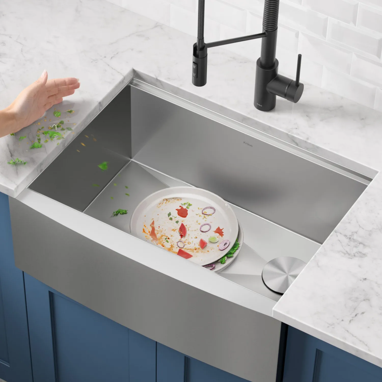 Discount Kore 24" Apron Front Workstation 16 Gauge Stainless Steel Single Bowl Kitchen Sink with Accessories Stainless Steel Sinks|Single Bowl Sinks