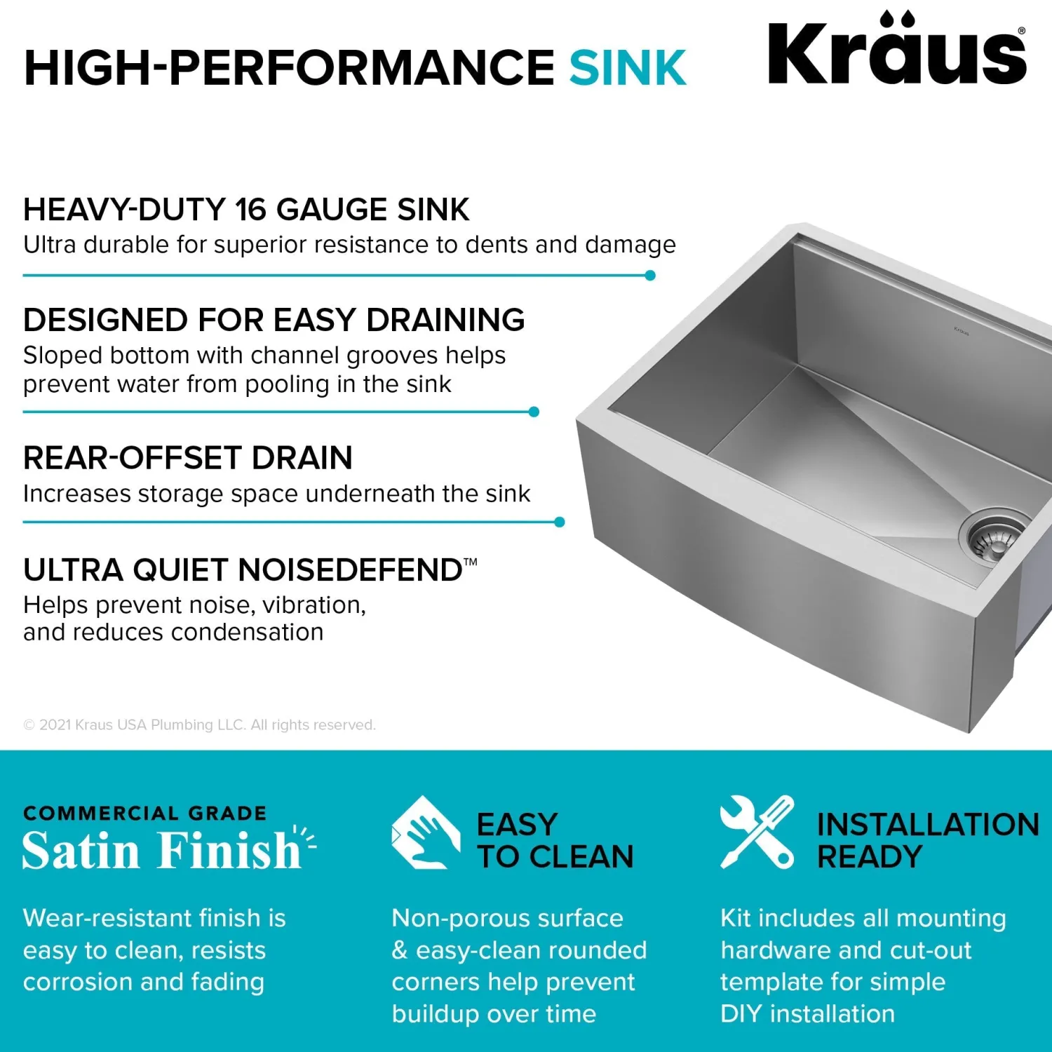 Discount Kore 24" Apron Front Workstation 16 Gauge Stainless Steel Single Bowl Kitchen Sink with Accessories Stainless Steel Sinks|Single Bowl Sinks