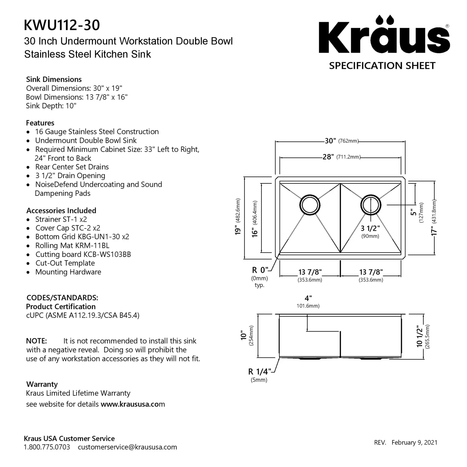 Kore 30" Double Bowl Undermount Workstation 16 Gauge Stainless Steel Kitchen Sink with Accessories Stainless Steel Sinks|Undermount Sinks