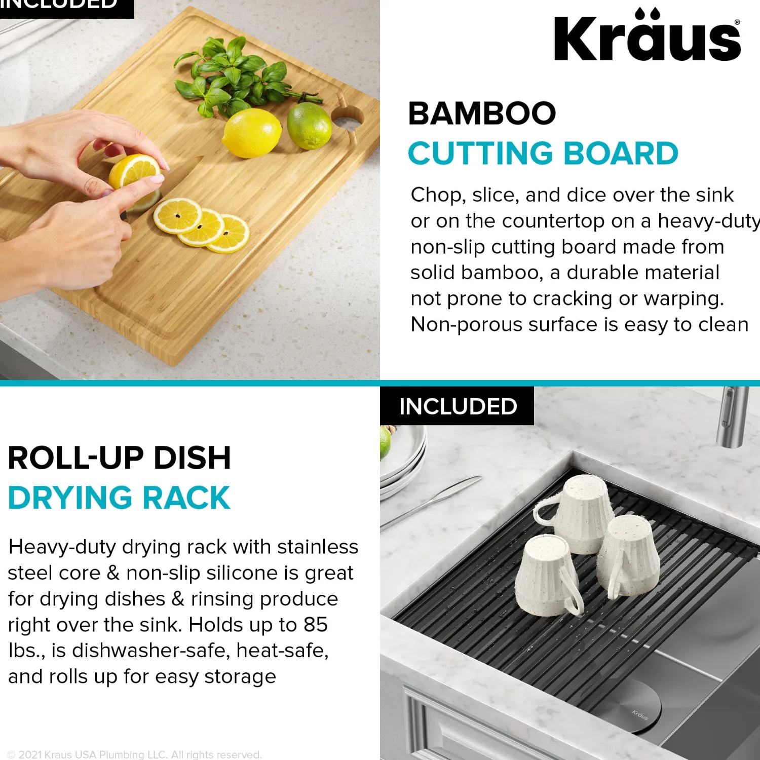 Kore 30" Double Bowl Undermount Workstation 16 Gauge Stainless Steel Kitchen Sink with Accessories Stainless Steel Sinks|Undermount Sinks