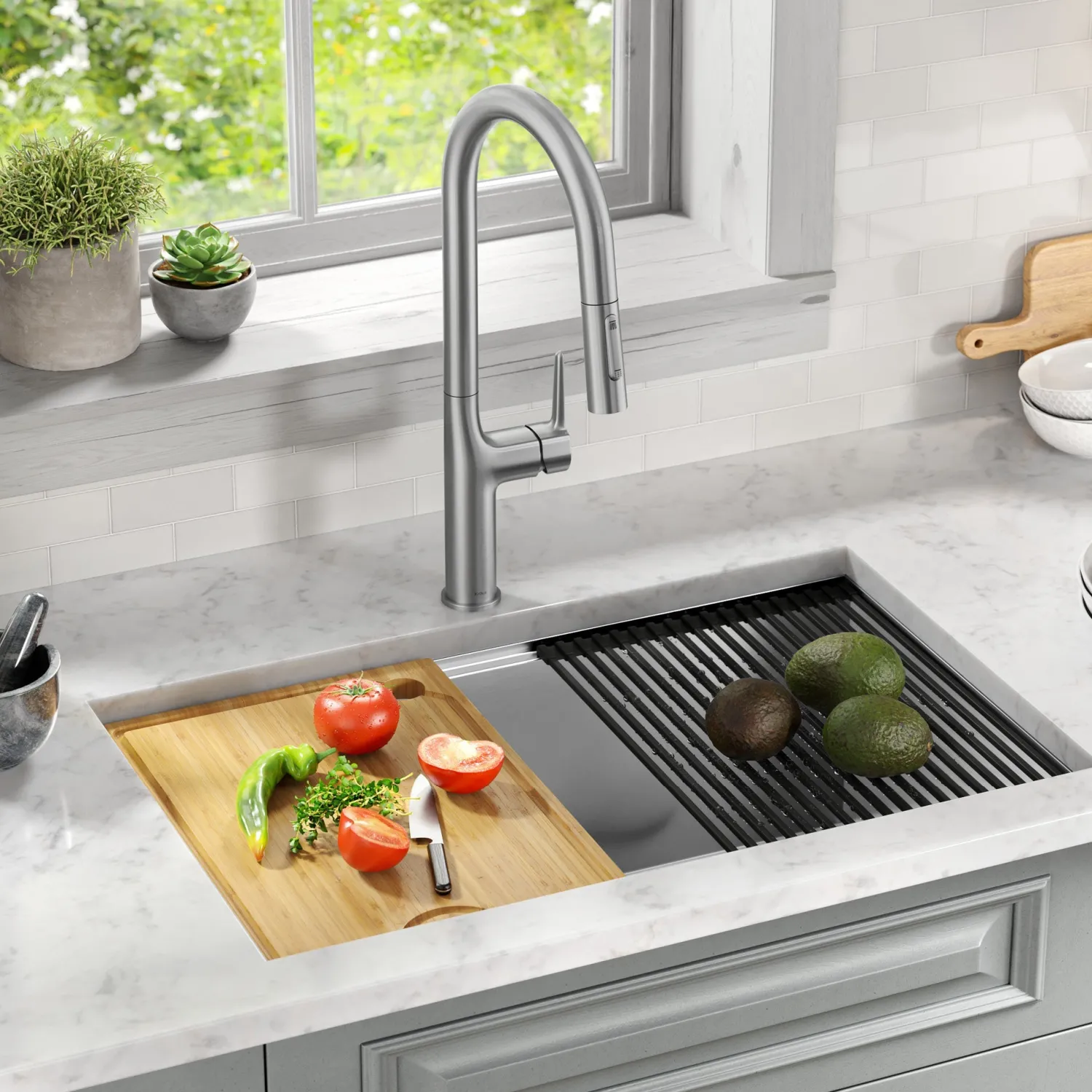 Kore 30" Double Bowl Undermount Workstation 16 Gauge Stainless Steel Kitchen Sink with Accessories Stainless Steel Sinks|Undermount Sinks