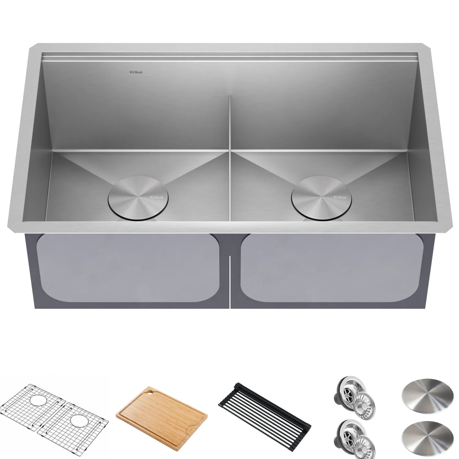 Kore 30" Double Bowl Undermount Workstation 16 Gauge Stainless Steel Kitchen Sink with Accessories Stainless Steel Sinks|Undermount Sinks