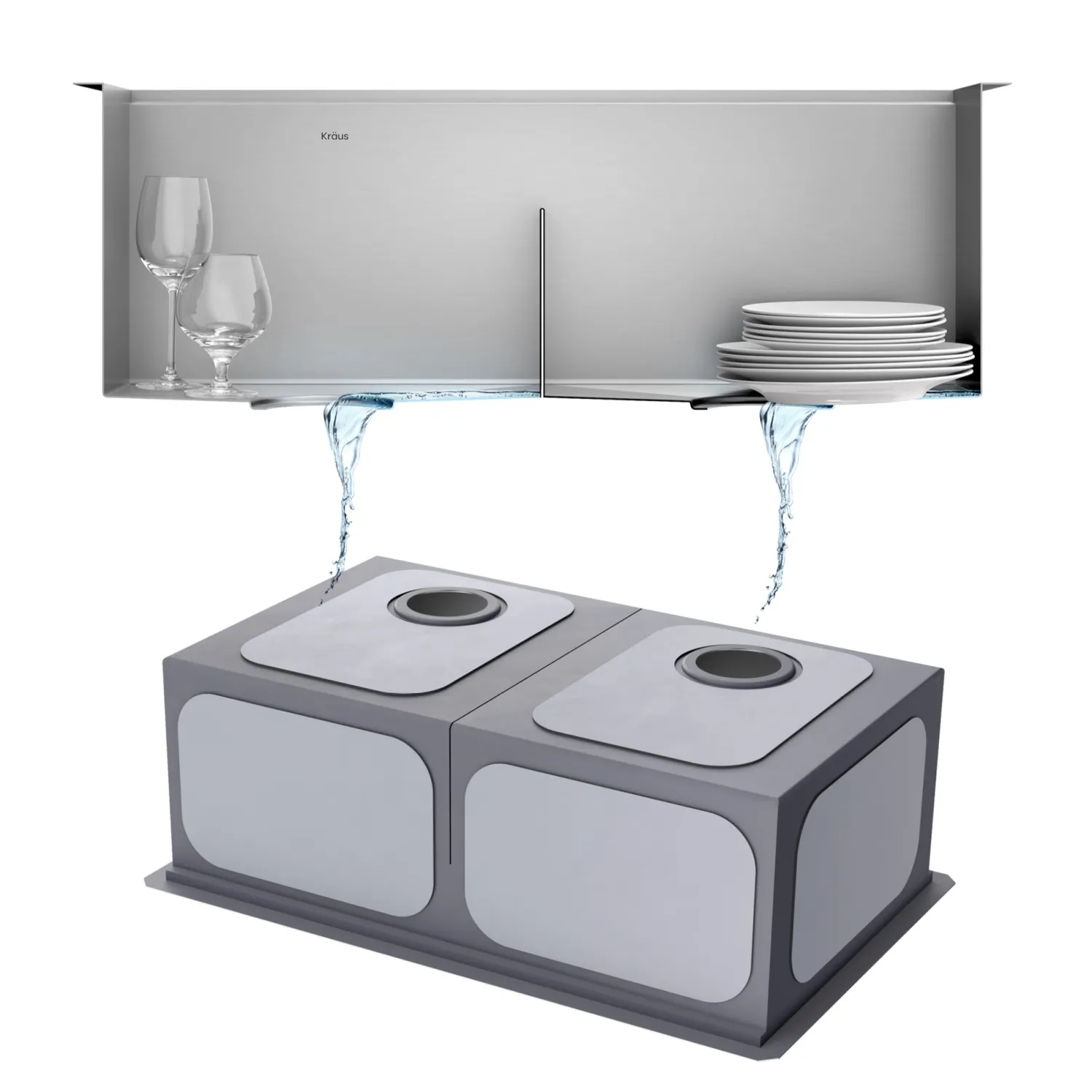 Kore 30" Double Bowl Undermount Workstation 16 Gauge Stainless Steel Kitchen Sink with Accessories Stainless Steel Sinks|Undermount Sinks