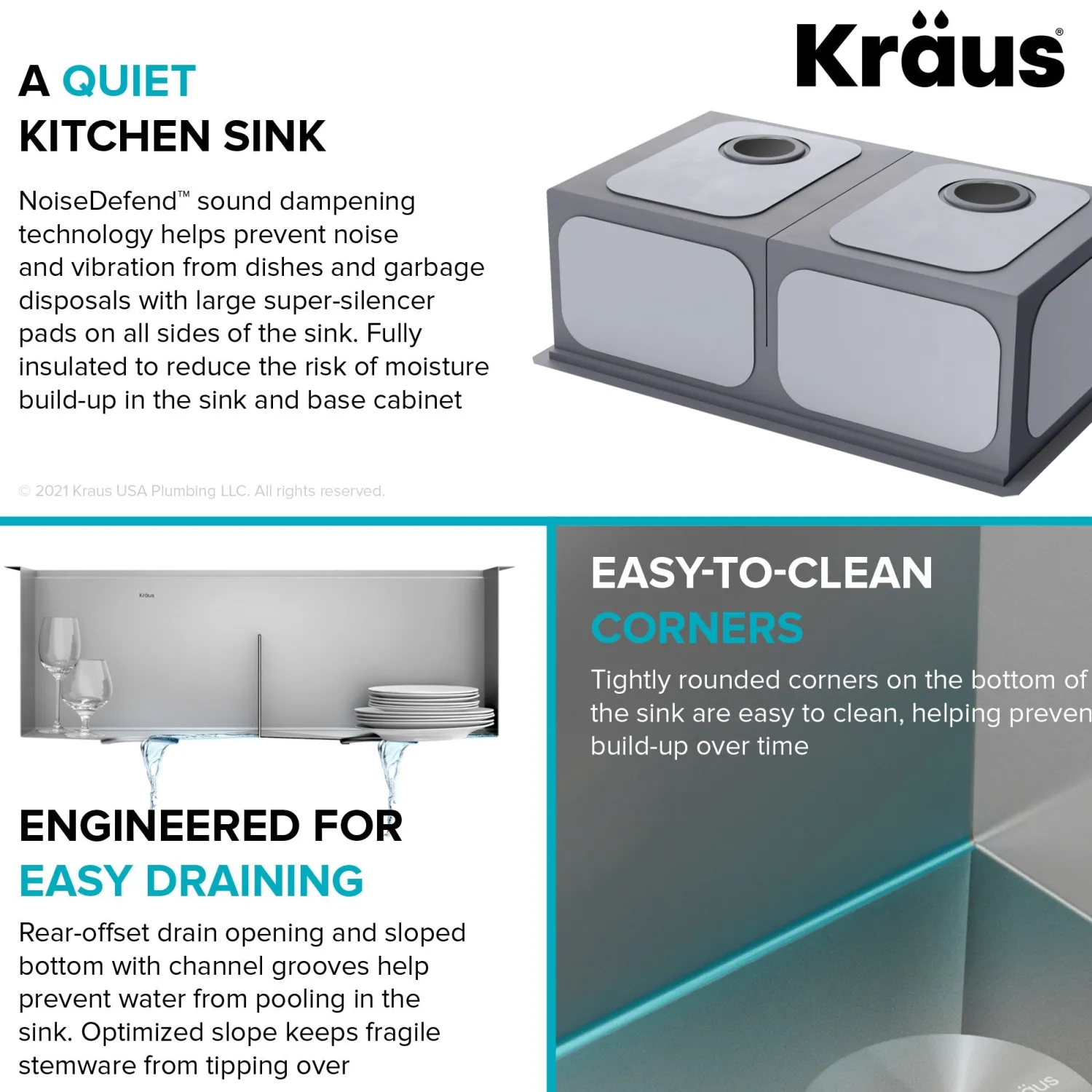 Kore 30" Double Bowl Undermount Workstation 16 Gauge Stainless Steel Kitchen Sink with Accessories Stainless Steel Sinks|Undermount Sinks