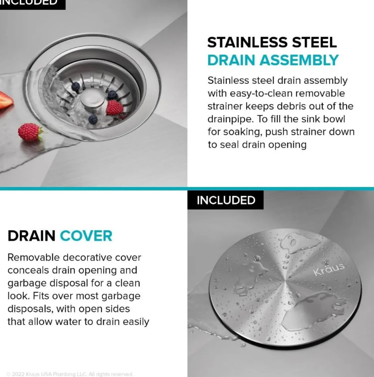 Kore 33" Drop-In Single Bowl 16 Gauge Workstation Sink Drop-In / Top Mount Sinks|Stainless Steel Sinks