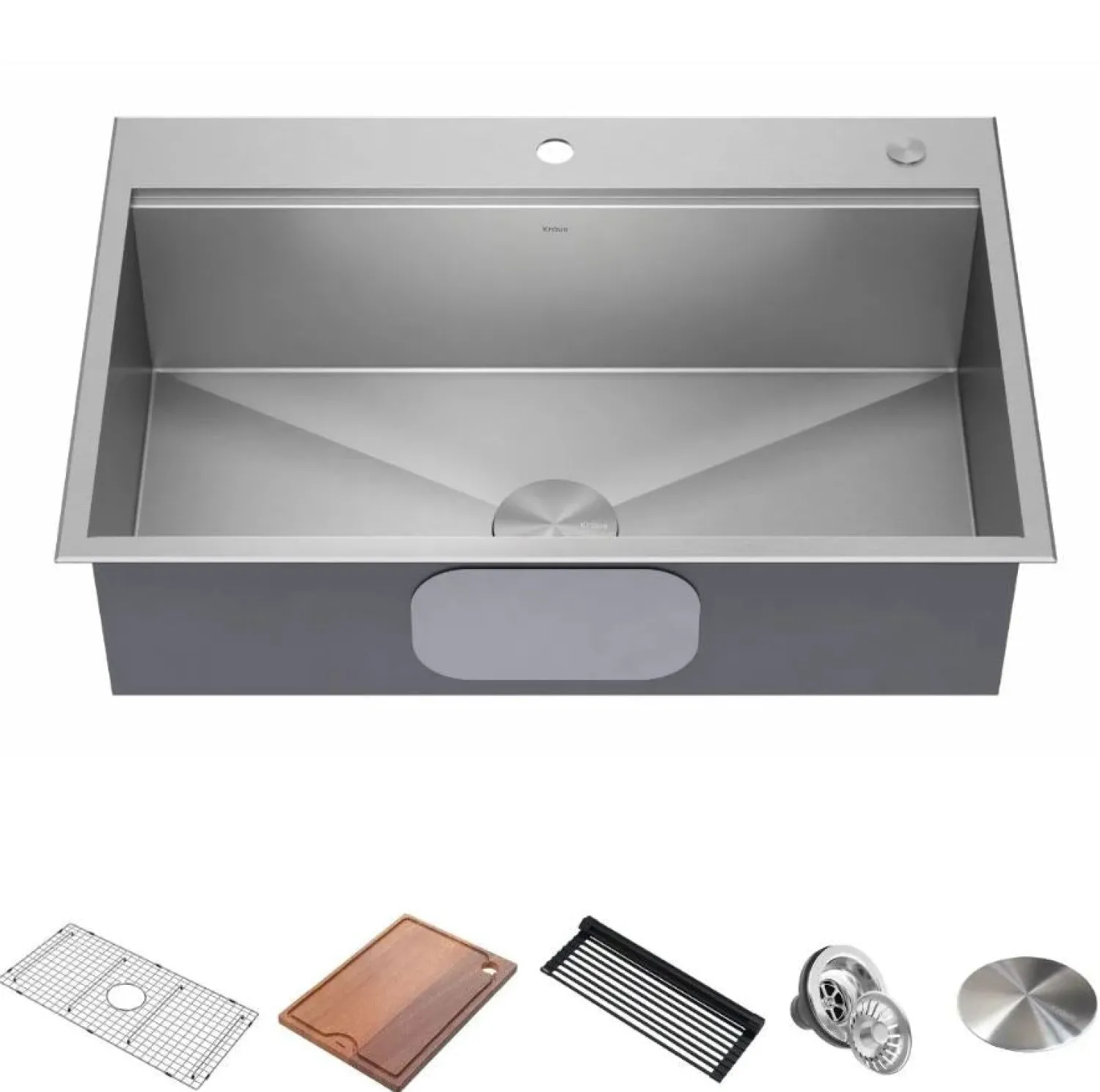 Kore 33" Drop-In Single Bowl 16 Gauge Workstation Sink Drop-In / Top Mount Sinks|Stainless Steel Sinks