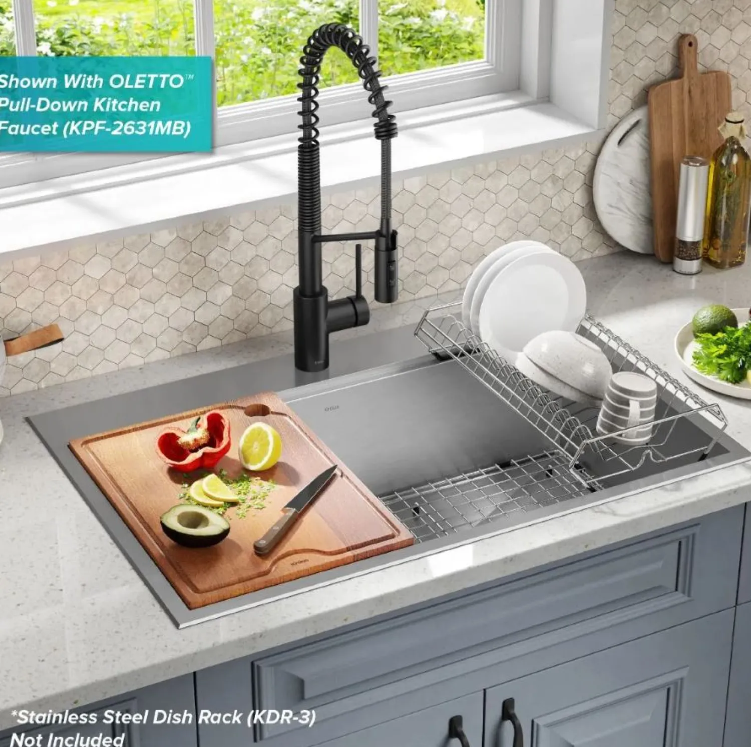 Kore 33" Drop-In Single Bowl 16 Gauge Workstation Sink Drop-In / Top Mount Sinks|Stainless Steel Sinks