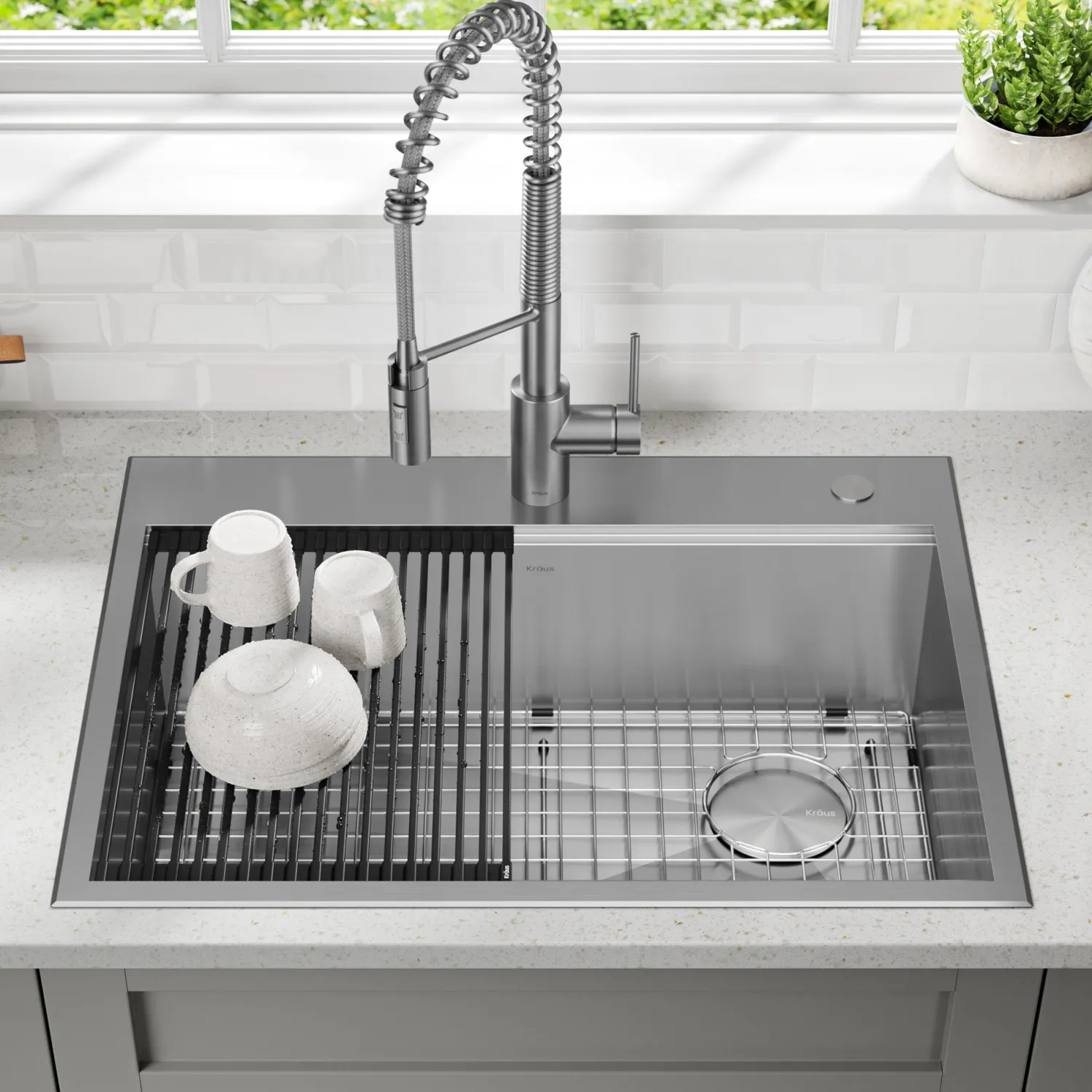 Best Kore 28" Drop-In Workstation 16 Gauge Stainless Steel Single Bowl Kitchen Sink with Accessories Drop-In / Top Mount Sinks|Stainless Steel Sinks