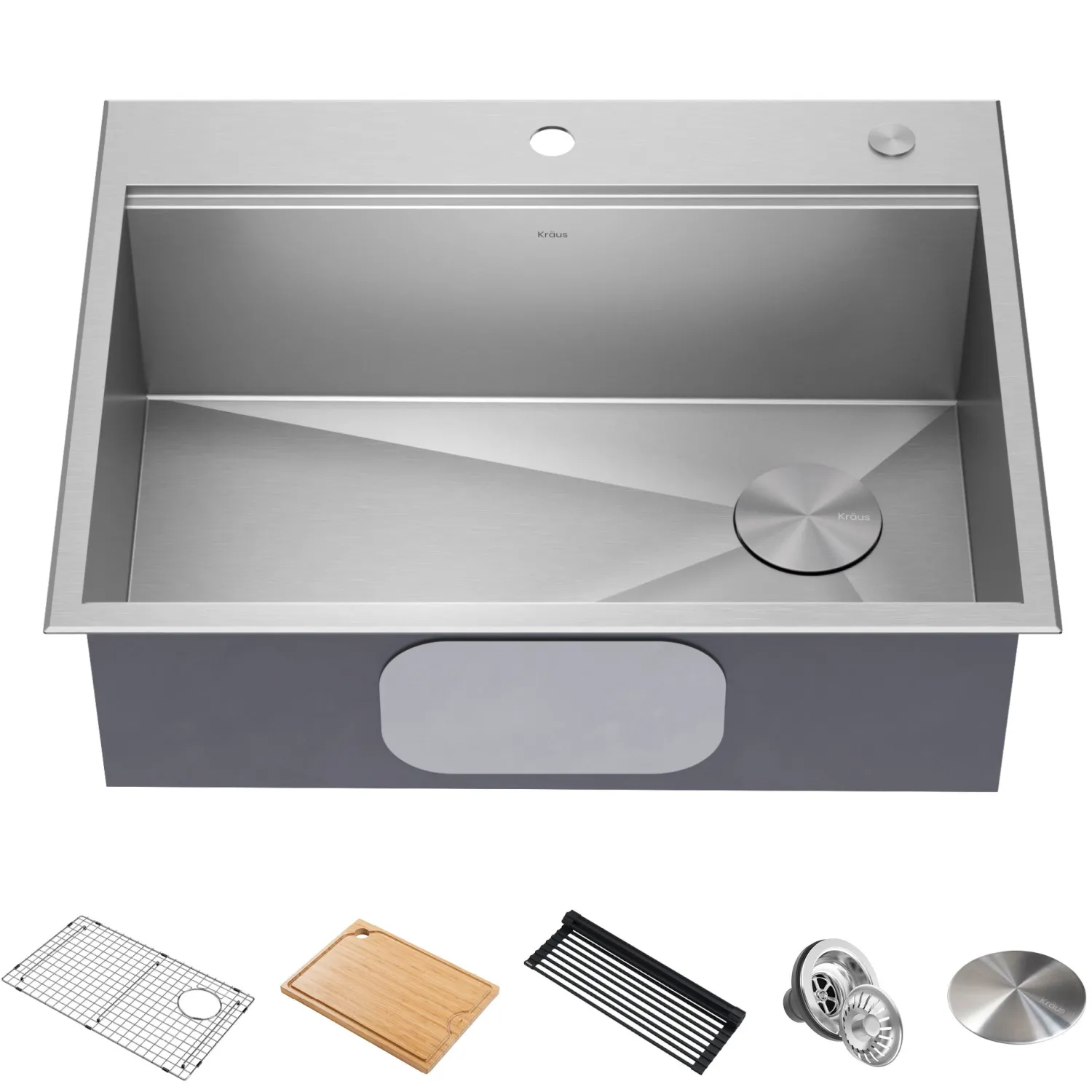 Best Kore 28" Drop-In Workstation 16 Gauge Stainless Steel Single Bowl Kitchen Sink with Accessories Drop-In / Top Mount Sinks|Stainless Steel Sinks
