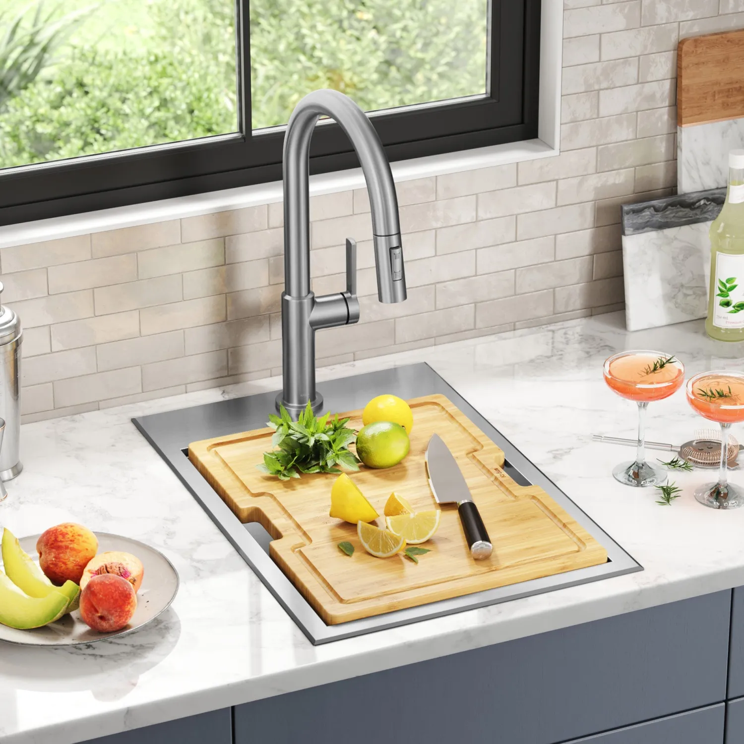 Outlet Kore 15" Drop-In Workstation 16 Gauge Stainless Steel Single Bowl Kitchen Bar Sink with Accessories Bar / Prep Sinks|Workstation Sinks