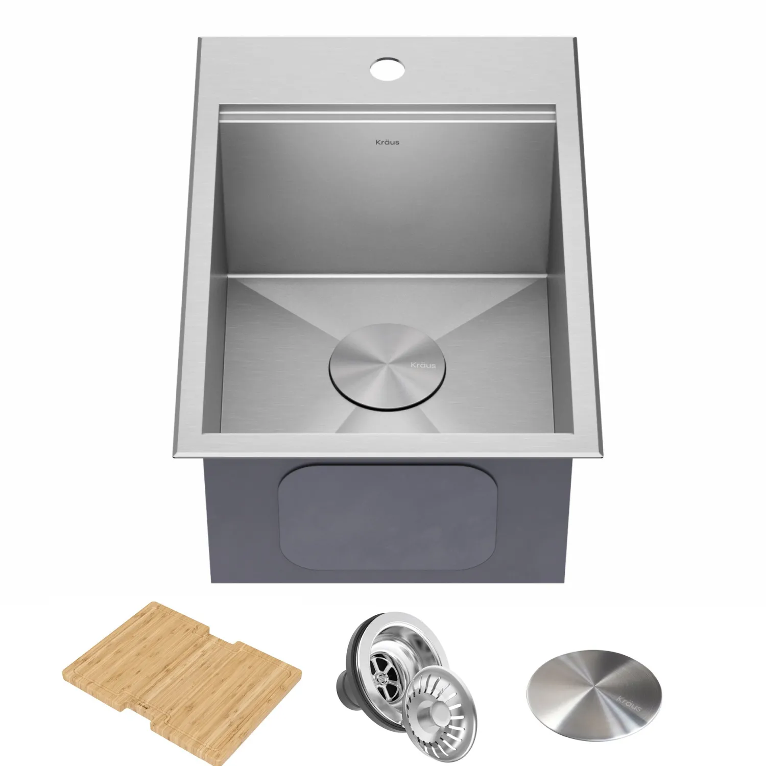 Outlet Kore 15" Drop-In Workstation 16 Gauge Stainless Steel Single Bowl Kitchen Bar Sink with Accessories Bar / Prep Sinks|Workstation Sinks