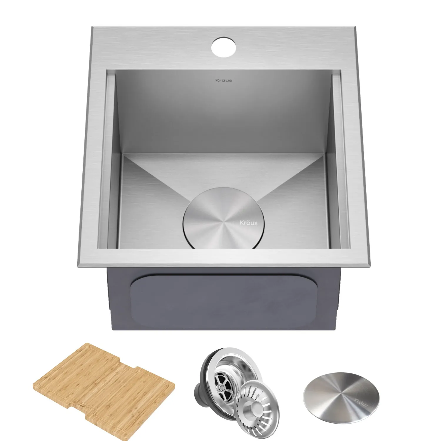 Best Kore 15" Drop-In Workstation 16 Gauge Stainless Steel Square Prep Sink with Accessories Sinks For Tight Spaces|Bar / Prep Sinks