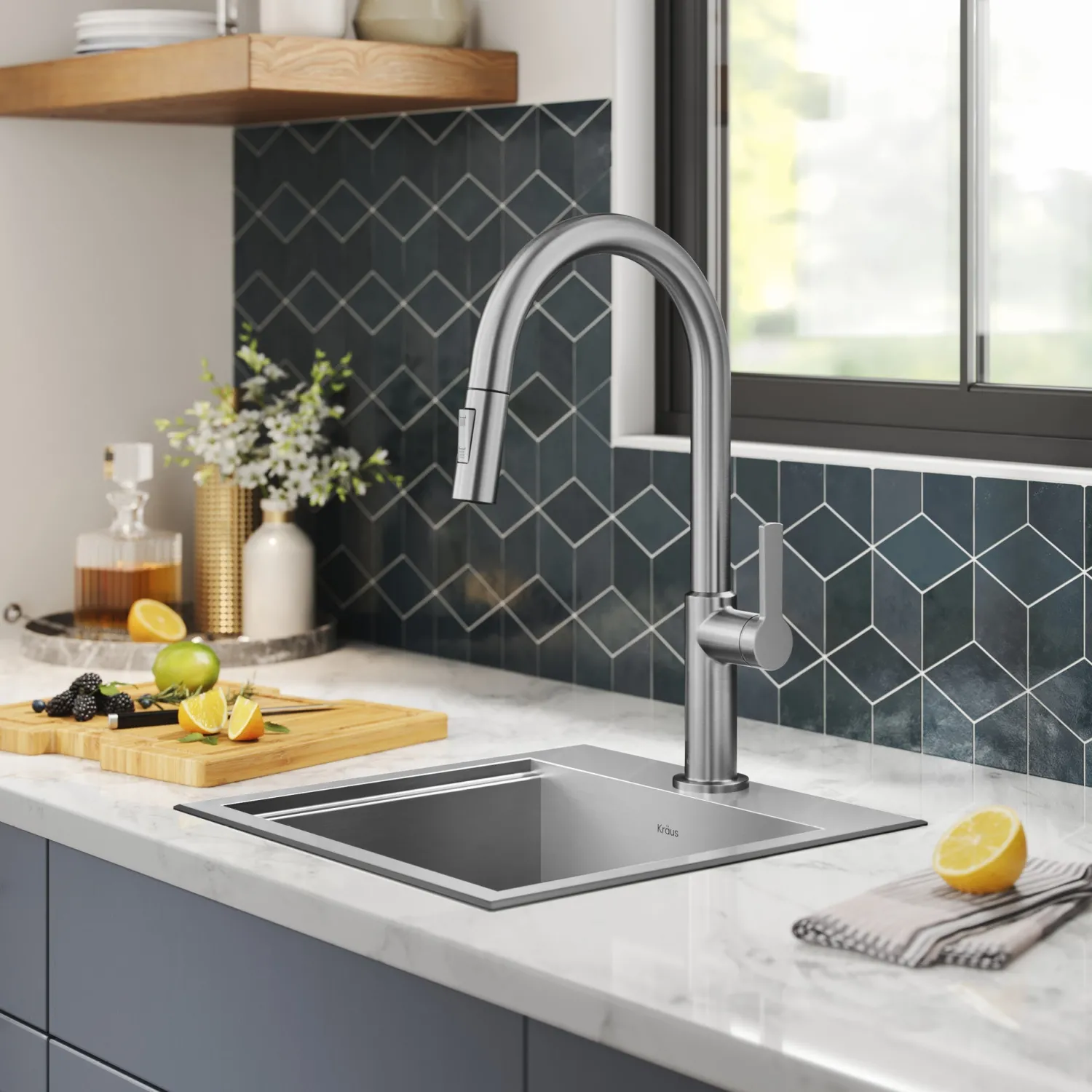Best Kore 15" Drop-In Workstation 16 Gauge Stainless Steel Square Prep Sink with Accessories Sinks For Tight Spaces|Bar / Prep Sinks