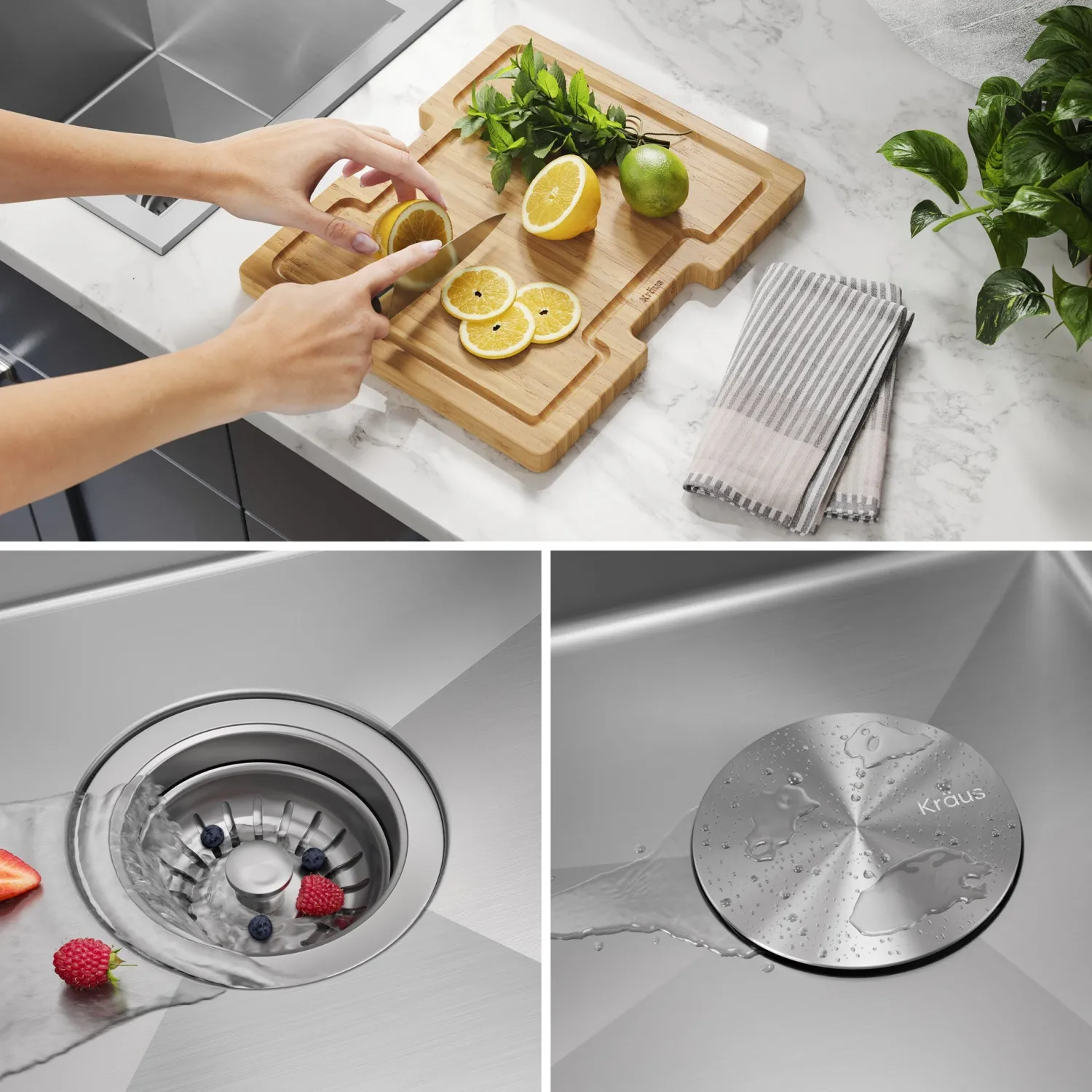 Best Kore 15" Drop-In Workstation 16 Gauge Stainless Steel Square Prep Sink with Accessories Sinks For Tight Spaces|Bar / Prep Sinks
