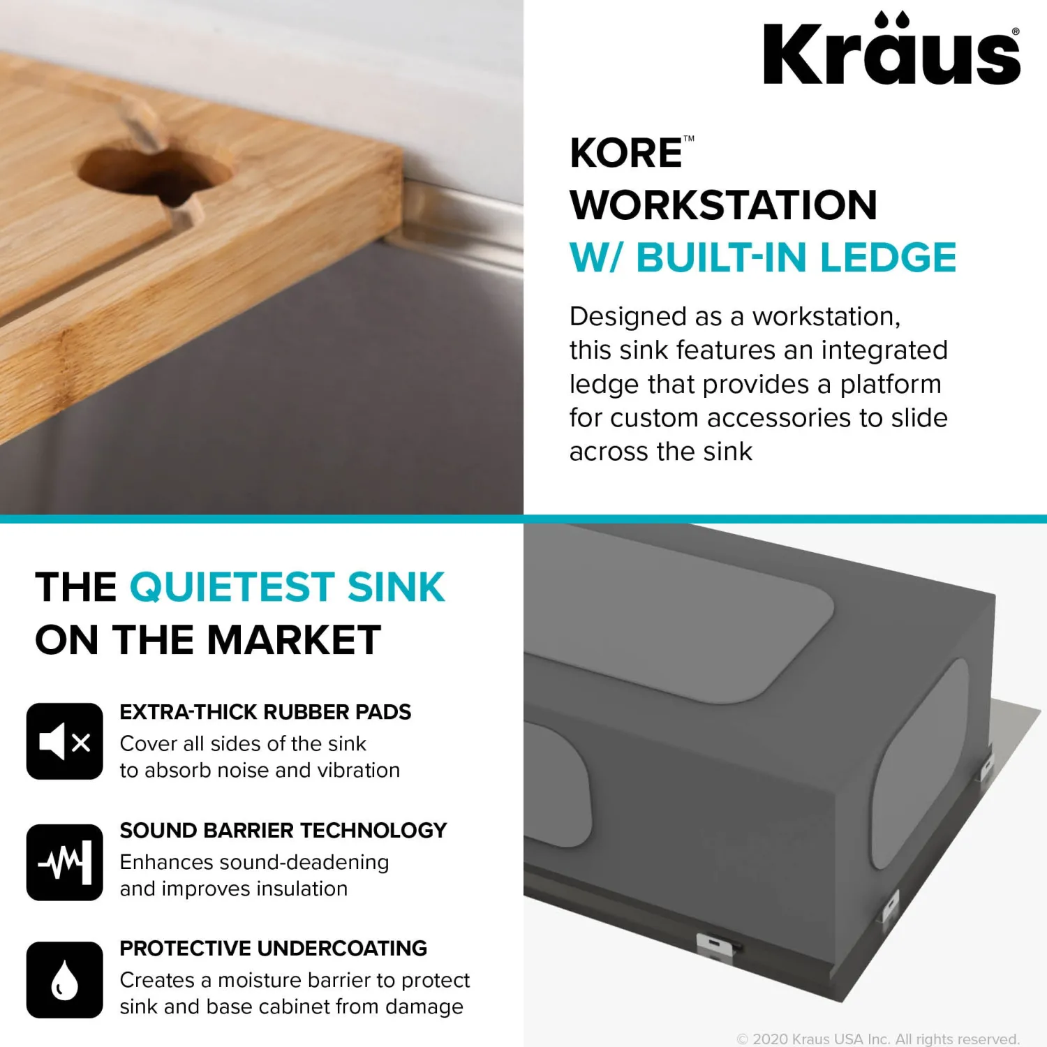 New Kore 33" 16 Gauge Farmhouse Workstation Kitchen Sink Stainless Steel Sinks|Single Bowl Sinks