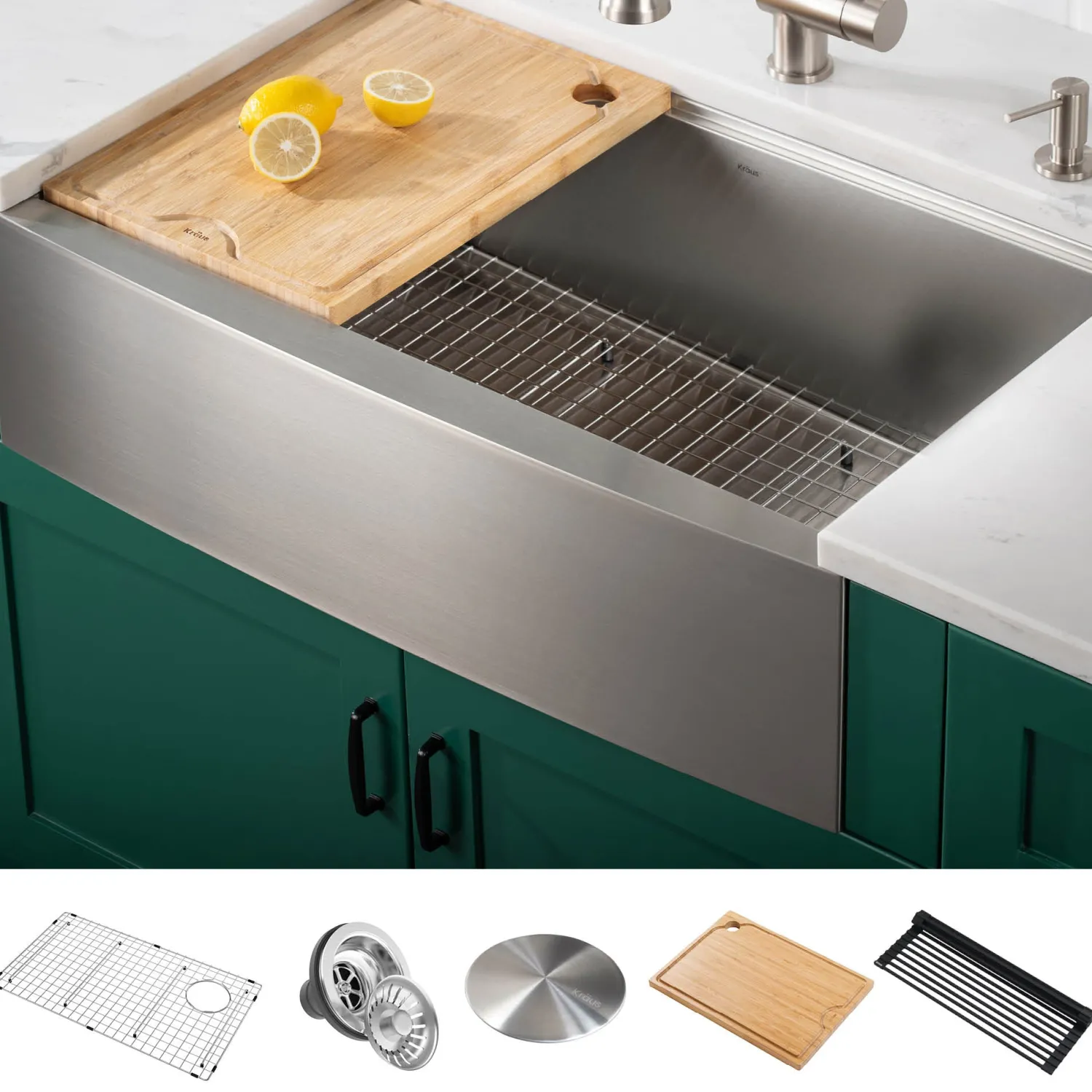 New Kore 33" 16 Gauge Farmhouse Workstation Kitchen Sink Stainless Steel Sinks|Single Bowl Sinks