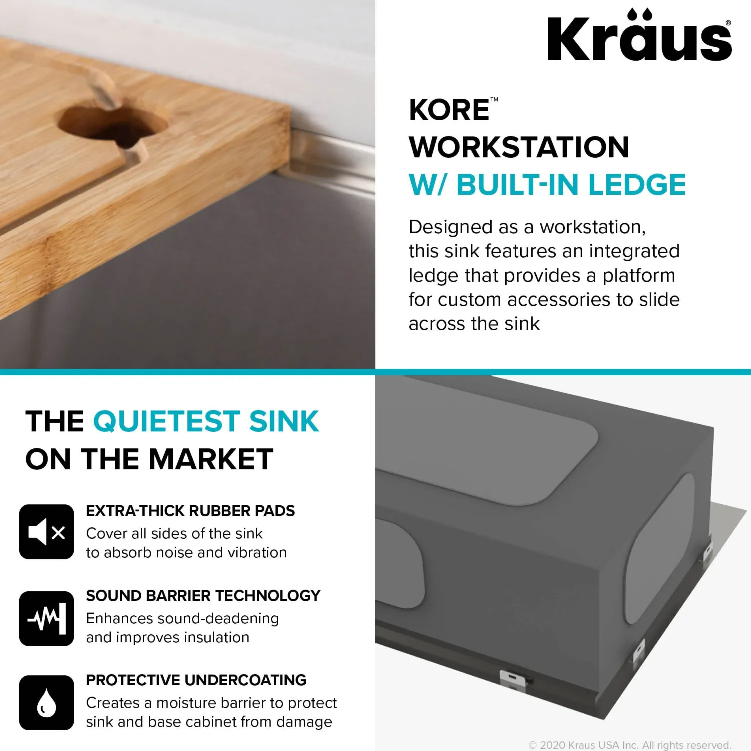 Outlet Kore 30" 16 Gauge Farmhouse Workstation Kitchen Sink Stainless Steel Sinks|Single Bowl Sinks