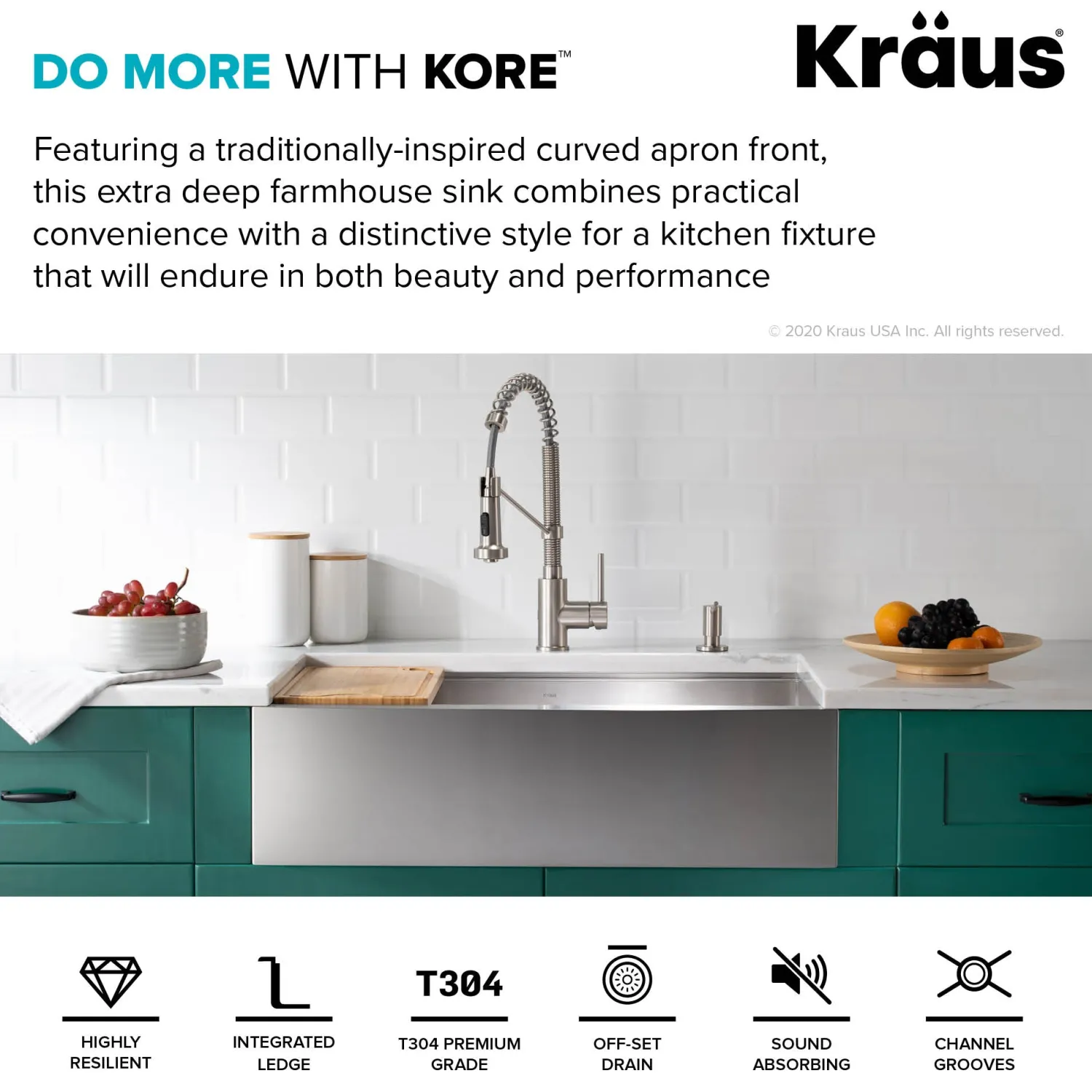 Outlet Kore 30" 16 Gauge Farmhouse Workstation Kitchen Sink Stainless Steel Sinks|Single Bowl Sinks