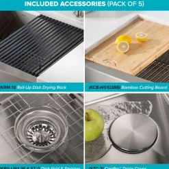 New Kore 36" 16 Gauge Stainless Steel Farmhouse Workstation Kitchen Sink Stainless Steel Sinks|Single Bowl Sinks