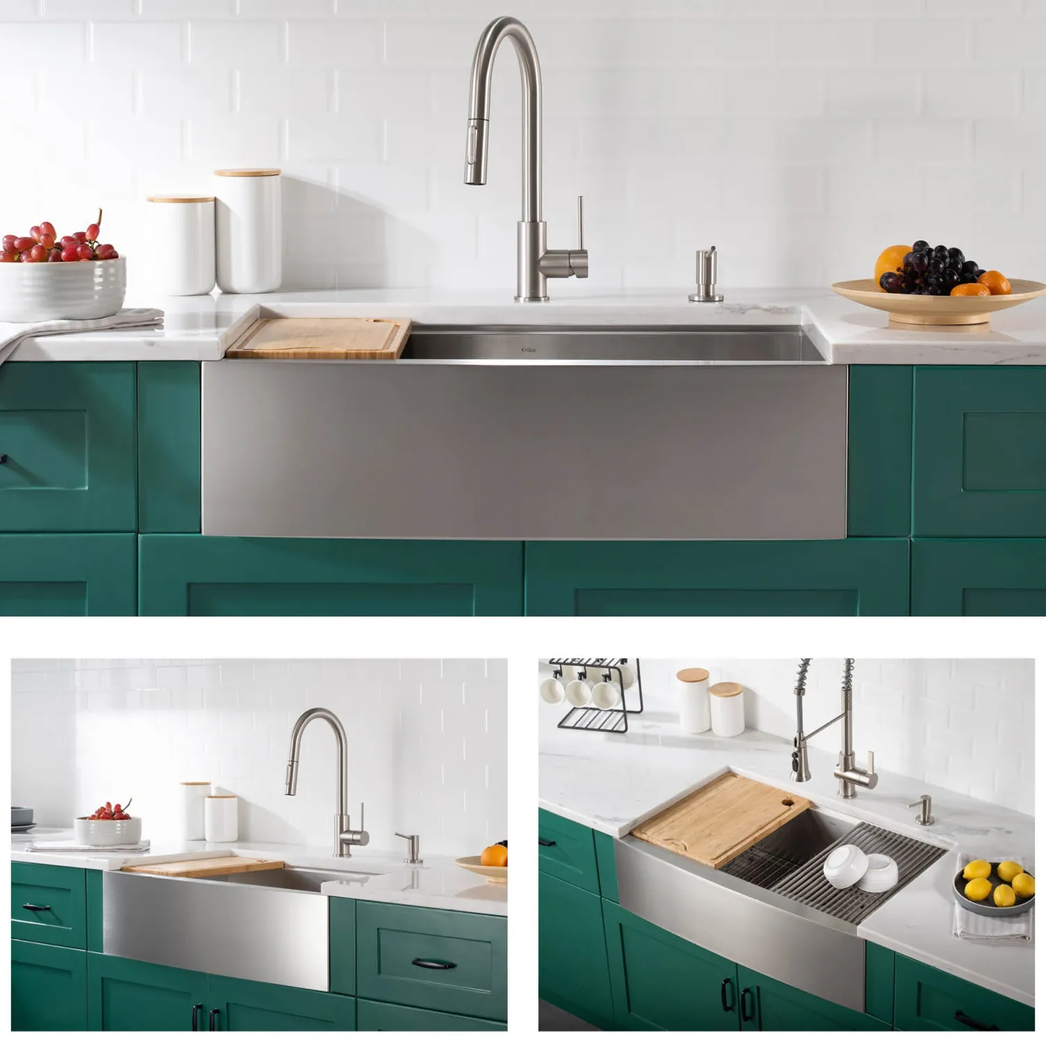 New Kore 36" 16 Gauge Stainless Steel Farmhouse Workstation Kitchen Sink Stainless Steel Sinks|Single Bowl Sinks