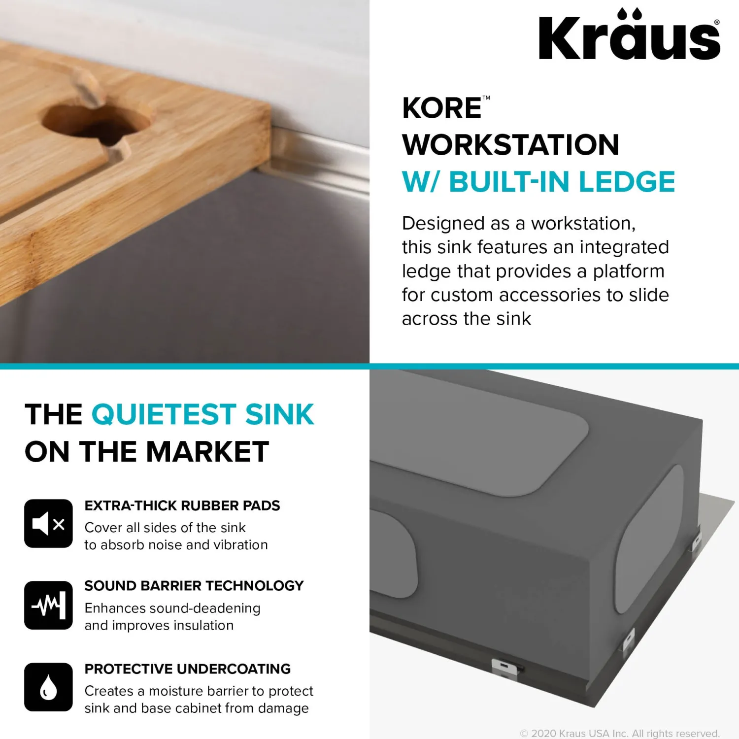 New Kore 36" 16 Gauge Stainless Steel Farmhouse Workstation Kitchen Sink Stainless Steel Sinks|Single Bowl Sinks