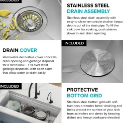Outlet Kore 2-Tier Workstation 45" Undermount 16 Gauge Single Bowl Stainless Steel Kitchen Sink with Accessories Undermount Sinks|Single Bowl Sinks