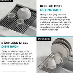 Outlet Kore 2-Tier Workstation 45" Undermount 16 Gauge Single Bowl Stainless Steel Kitchen Sink with Accessories Undermount Sinks|Single Bowl Sinks