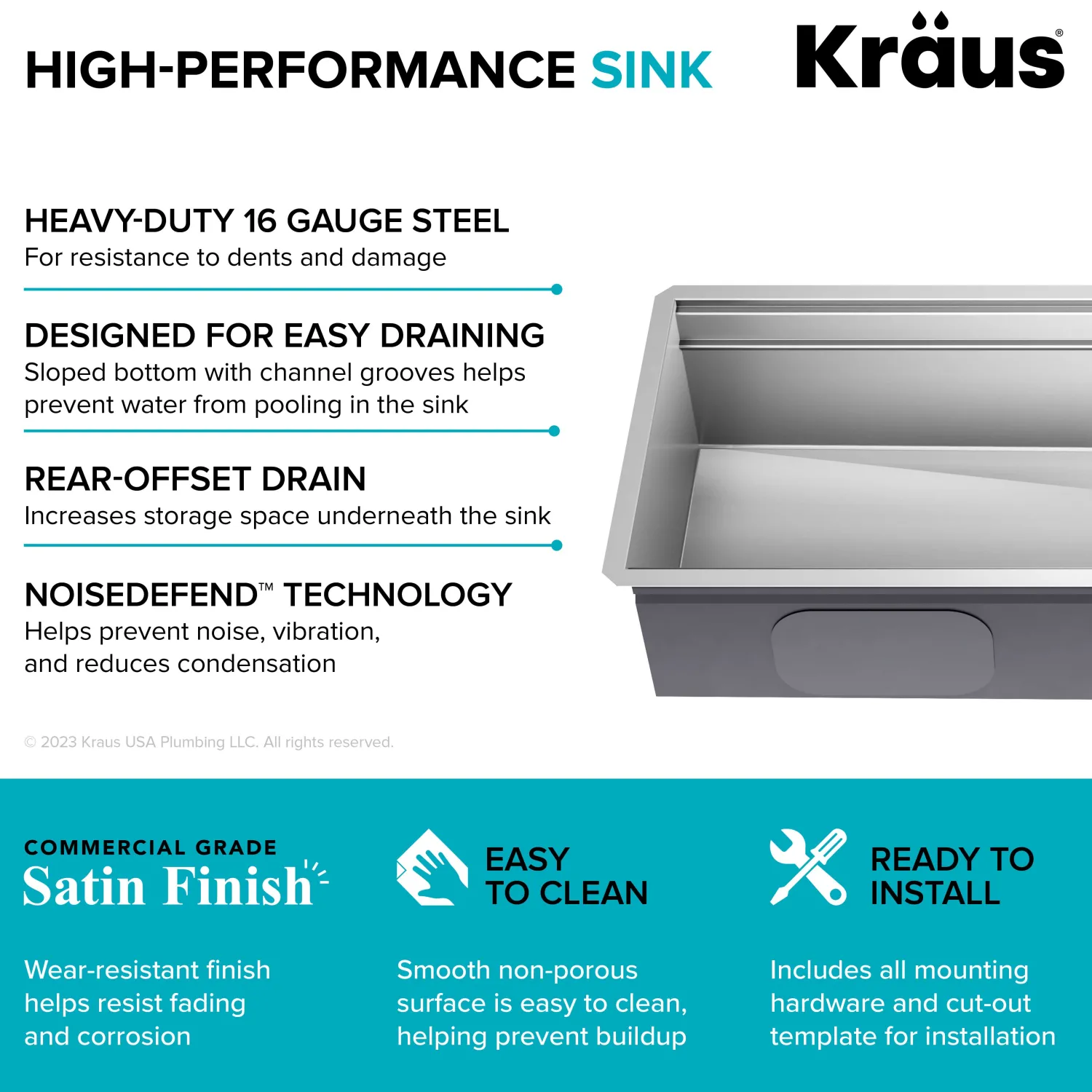Outlet Kore 2-Tier Workstation 45" Undermount 16 Gauge Single Bowl Stainless Steel Kitchen Sink with Accessories Undermount Sinks|Single Bowl Sinks