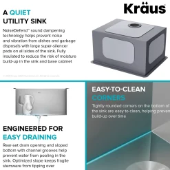 Discount Kore 23" Undermount Workstation 16 Gauge Laundry Utility Sink with Accessories Laundry & Utility Sinks|Undermount Sinks