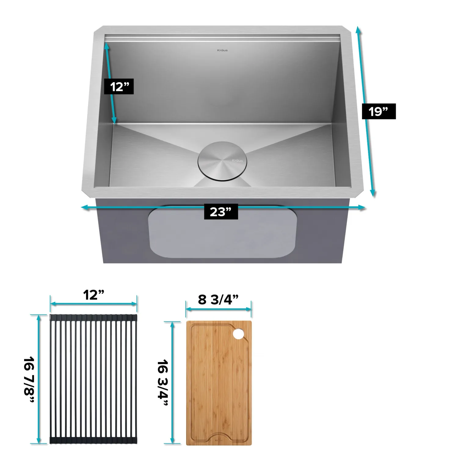 Discount Kore 23" Undermount Workstation 16 Gauge Laundry Utility Sink with Accessories Laundry & Utility Sinks|Undermount Sinks